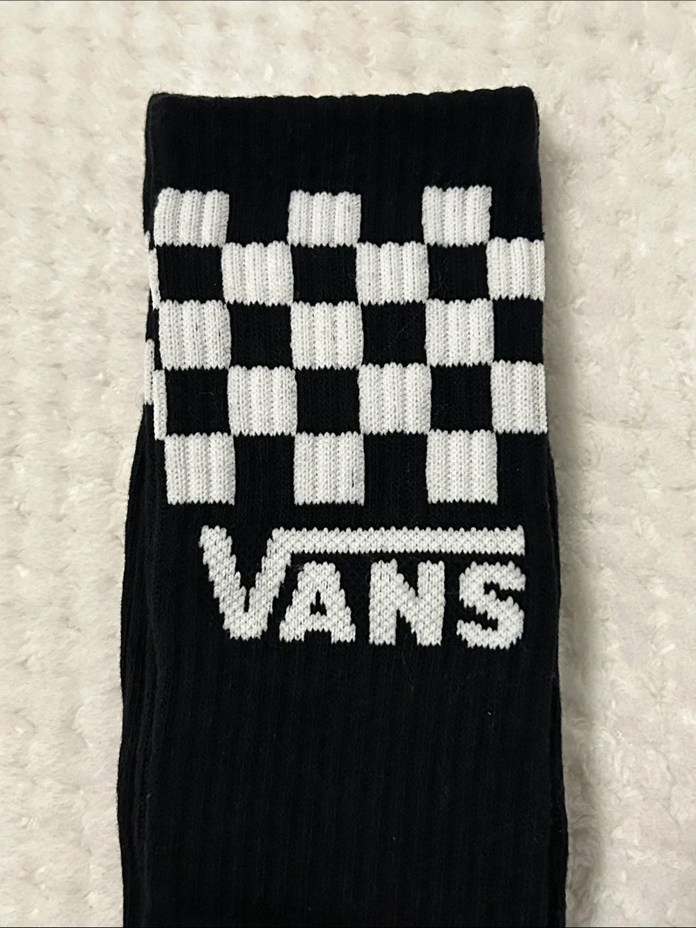 VANS “Off The Wall” Men’s Black Checkerboard Crew Socks - 1 Pair Medium (6.5-9)
